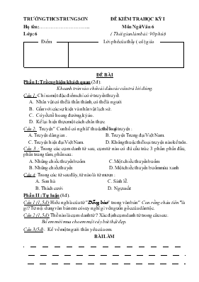 Đề kiểm tra học kỳ I môn Ngữ văn 6 - Trường THCS Trung Sơn